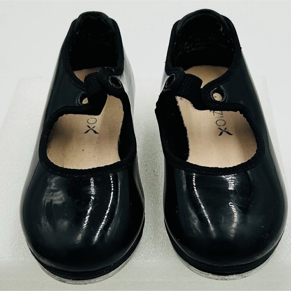 Capezio Girls Tap Shoes Black Size 10M Tele Tone Tap Patent N625C